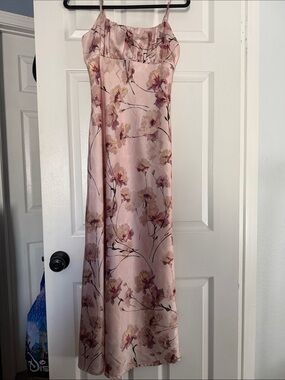 Floral Satin Slip Dress - Pink